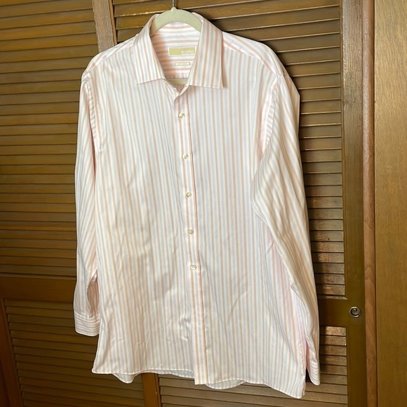 MMK Michael Kors Non-Iron Button Up Shirt 16.5 Neck Striped Long Sleeves - Picture 1 of 11
